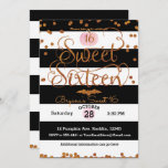 Halloween Sweet 16 Birthday Party Black White Pink Kaart<br><div class="desc">Halloween Sweet 16 Birthday Party Black White Pink Invitations</div>