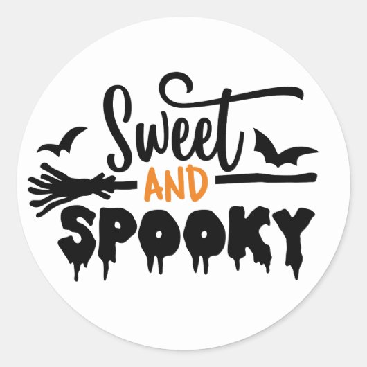 Halloween Sweet and Spooky Typographic Text Ronde Sticker (Voorkant)