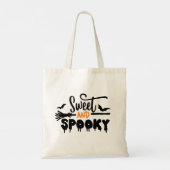 Halloween Sweet and Spooky Typographic Text Tote Bag (Achterkant)