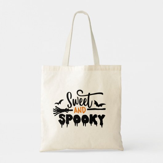 Halloween Sweet and Spooky Typographic Text Tote Bag (Achterkant)