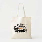 Halloween Sweet and Spooky Typographic Text Tote Bag (Voorkant)