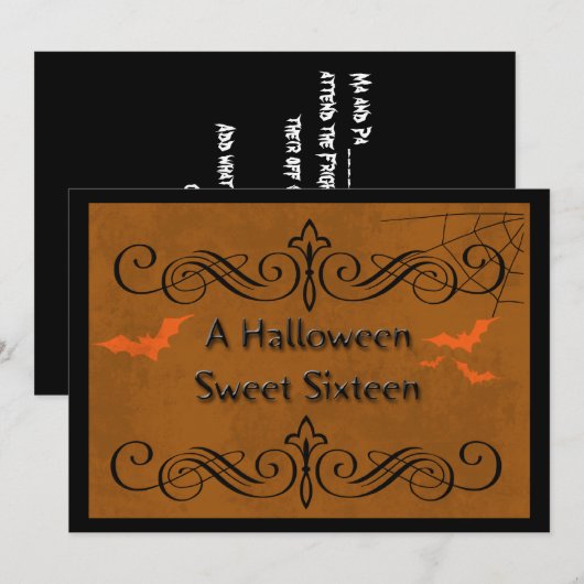 Halloween Sweet Sixteen Kaart (Voorkant / Achterkant)