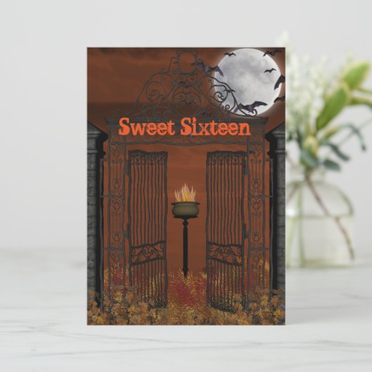 Halloween, Sweet Sixteen Uitnodiging (Staand voorkant)