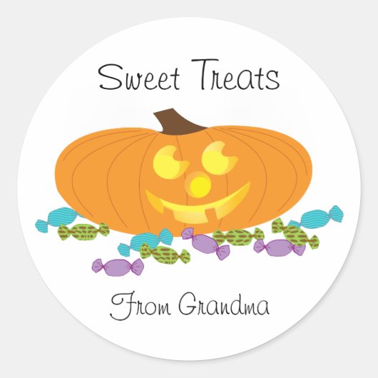 Halloween Sweet Treats met een pompoen sticker (Voorkant)