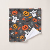Halloween symbolen en kleuren patroon bad handdoek (Wasdoekje)