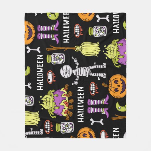 Halloween symbolen,  naadloos thema fleece deken (Voorkant)