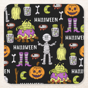 Halloween symbolen, naadloos thema kartonnen onderzetters