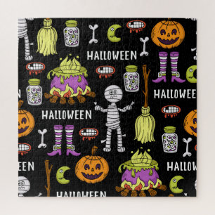 Halloween symbolen, naadloos thema legpuzzel