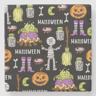 Halloween symbolen, naadloos thema stenen onderzetter