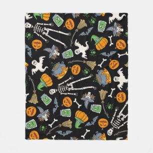 Halloween Symbolen Naadloze Achtergrond Fleece Deken