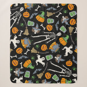 Halloween Symbolen  Naadloze Achtergrond Sherpa Deken