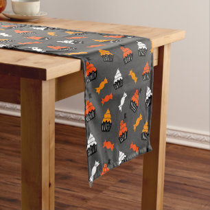 Halloween symbolen patroon snoep & cupcakes korte tafelloper