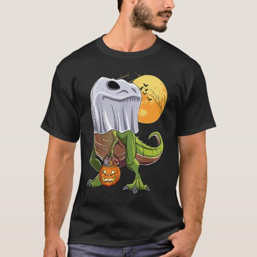 Halloween T Rex Dinosaur Ghost Boo Trick Rarw Trea T-shirt (Voorkant)