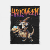 Halloween T-Rex Skeleton Ride Fleece Deken (Voorkant)