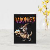 Halloween T-Rex Skeleton Ride Kaart (Gele Bloem)
