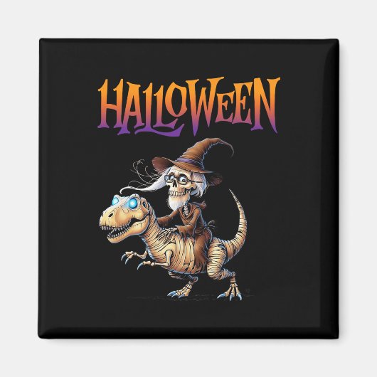 Halloween T-Rex Skeleton Ride Magneet (Voorkant)