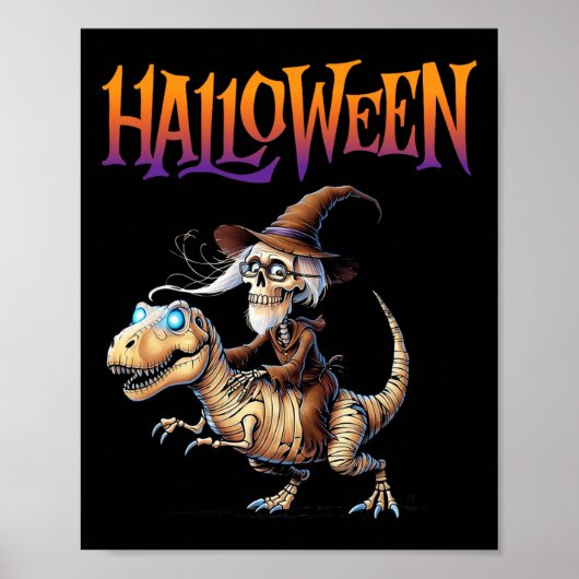 Halloween T-rex Skeleton Ride  Poster (Voorkant)