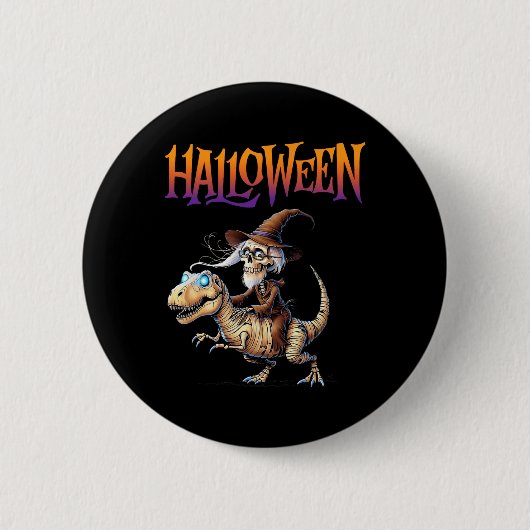 Halloween T-Rex Skeleton Ride Ronde Button 5,7 Cm (Voorkant)