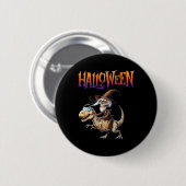Halloween T-Rex Skeleton Ride Ronde Button 5,7 Cm (Voorkant /achterkant)