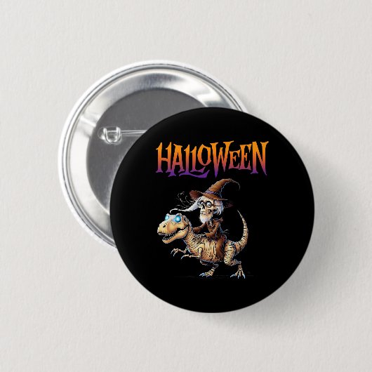 Halloween T-Rex Skeleton Ride Ronde Button 5,7 Cm (Voorkant /achterkant)
