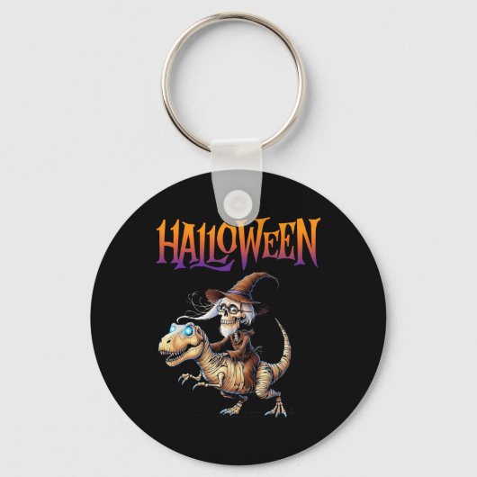 Halloween T-rex Skeleton Ride  Sleutelhanger (Voorkant)
