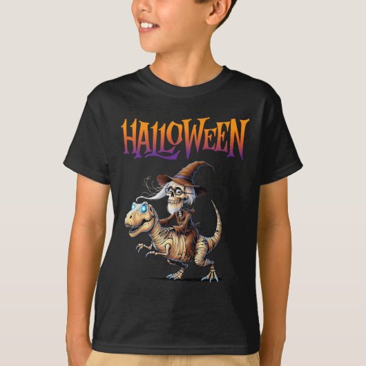 Halloween T-Rex Skeleton Ride T-shirt (Voorkant)