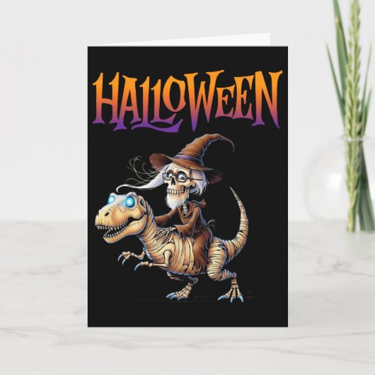 Halloween T-rex skeletrit  Kaart (Voorkant)