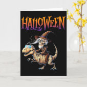 Halloween T-rex skeletrit  Kaart (Gele Bloem)