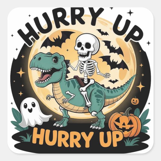 Halloween T-Rex Vierkante Sticker (Voorkant)