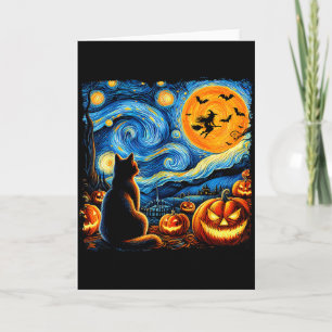 Halloween T-shirt Heren Dames Zwarte Kat Pompoenen Kaart