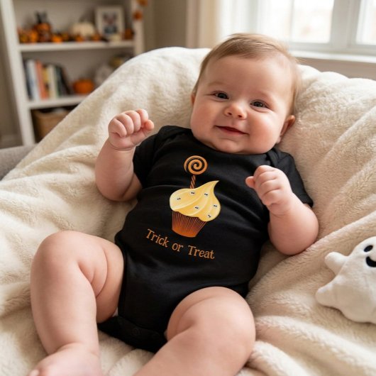 Halloween T-shirt met oranje cupcake & aangepaste