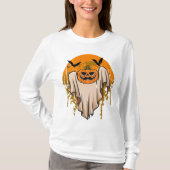 Halloween T-shirt met zwarte vleermuizen en pompoe (Voorkant)
