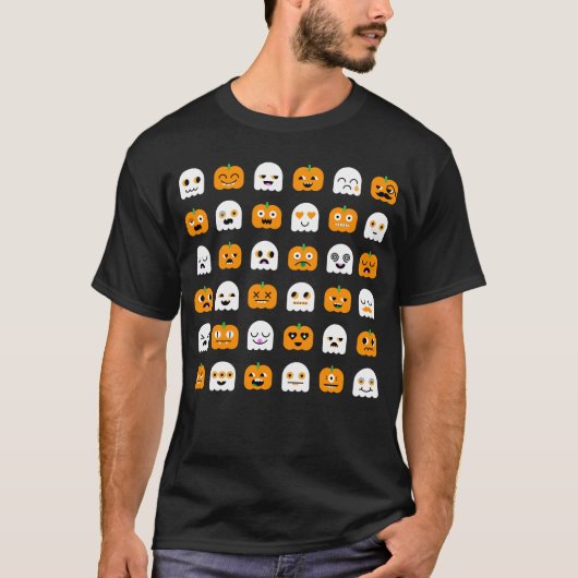 Halloween T-shirt: Pompoenen en spoken T-shirt (Voorkant)