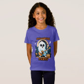 Halloween T-shirt Ragazza met leuke geest (Voorkant volledig)