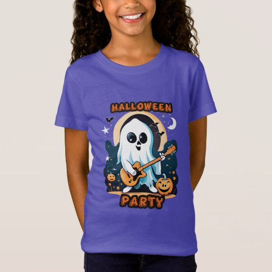 Halloween T-shirt Ragazza met leuke geest (Voorkant)