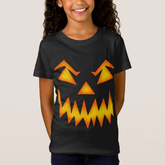 Halloween T-shirt voor kinderen, pompoen gezicht (Voorkant)