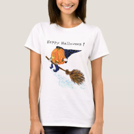 Halloween T-Shirt Witch Pumpkin vliegt met kamer