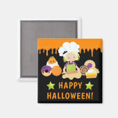 Halloween Taarten en Bakken Blond Meisje Magneet (Voorkant / Achterkant)