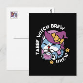 Halloween Tabby Cat – Heksen Pet en Potion Art Briefkaart (Voorkant / Achterkant)