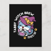 Halloween Tabby Cat – Heksen Pet en Potion Art Briefkaart (Voorkant)