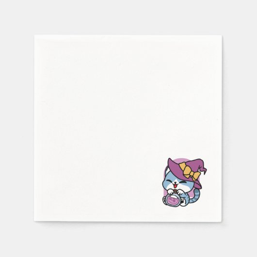 Halloween Tabby Cat – Heksen Pet en Potion Art Servet (Voorkant)