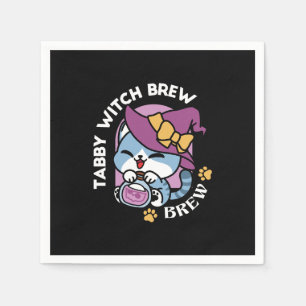 Halloween Tabby Cat – Heksen Pet en Potion Art Servet