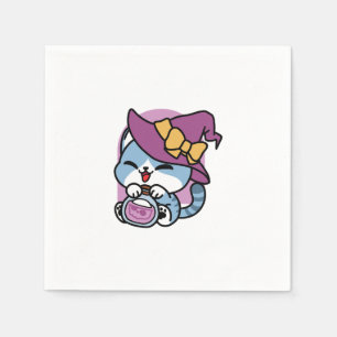 Halloween Tabby Cat – Heksen Pet en Potion Art Servet