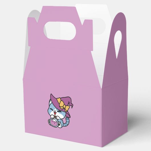 Halloween Tabby Cat – Witch Hat & Potion Art Bedankdoosjes (Geopend)