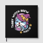 Halloween Tabby Cat – Witch Hat & Potion Art Gastenboek (Voorkant)