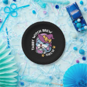 Halloween Tabby Cat – Witch Hat & Potion Art Papieren Bordje (Feest)