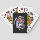Halloween Tabby Cat – Witch Hat & Potion Art Pokerkaarten (Achterkant)