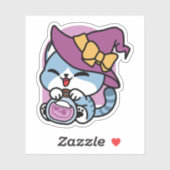 Halloween Tabby Cat – Witch Hat & Potion Art Sticker (Vel)