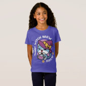 Halloween Tabby Cat – Witch Hat & Potion Art T-shirt (Voorkant volledig)