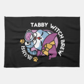 Halloween Tabby Cat – Witch Hat & Potion Art Theedoek (Horizontaal)